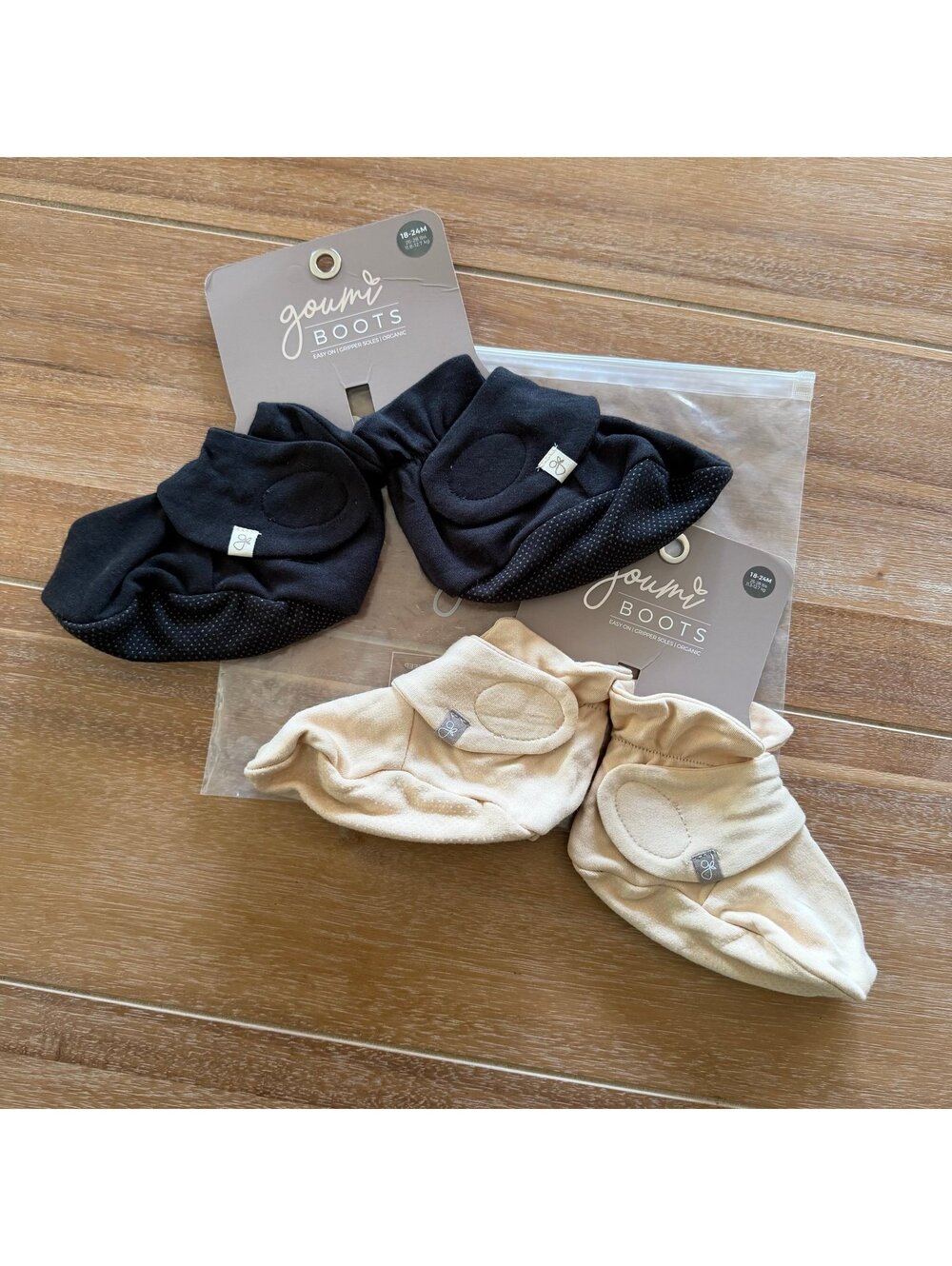 NWT Goumi Kids Baby Boots Set Dune & Asphalt Black SZ 18-24 mo Bamboo Organic